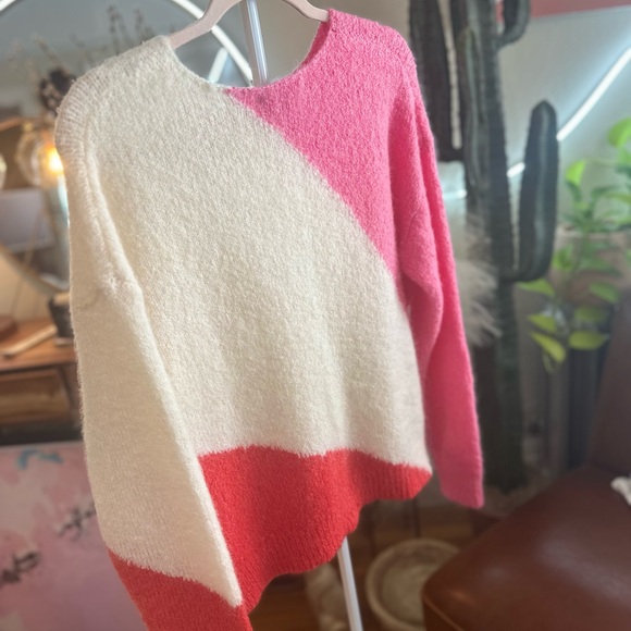 SOMEDAY Oversized COLOR BLOCK sweater TAPIRA with mohair - white pink red - Picture 4 of 10